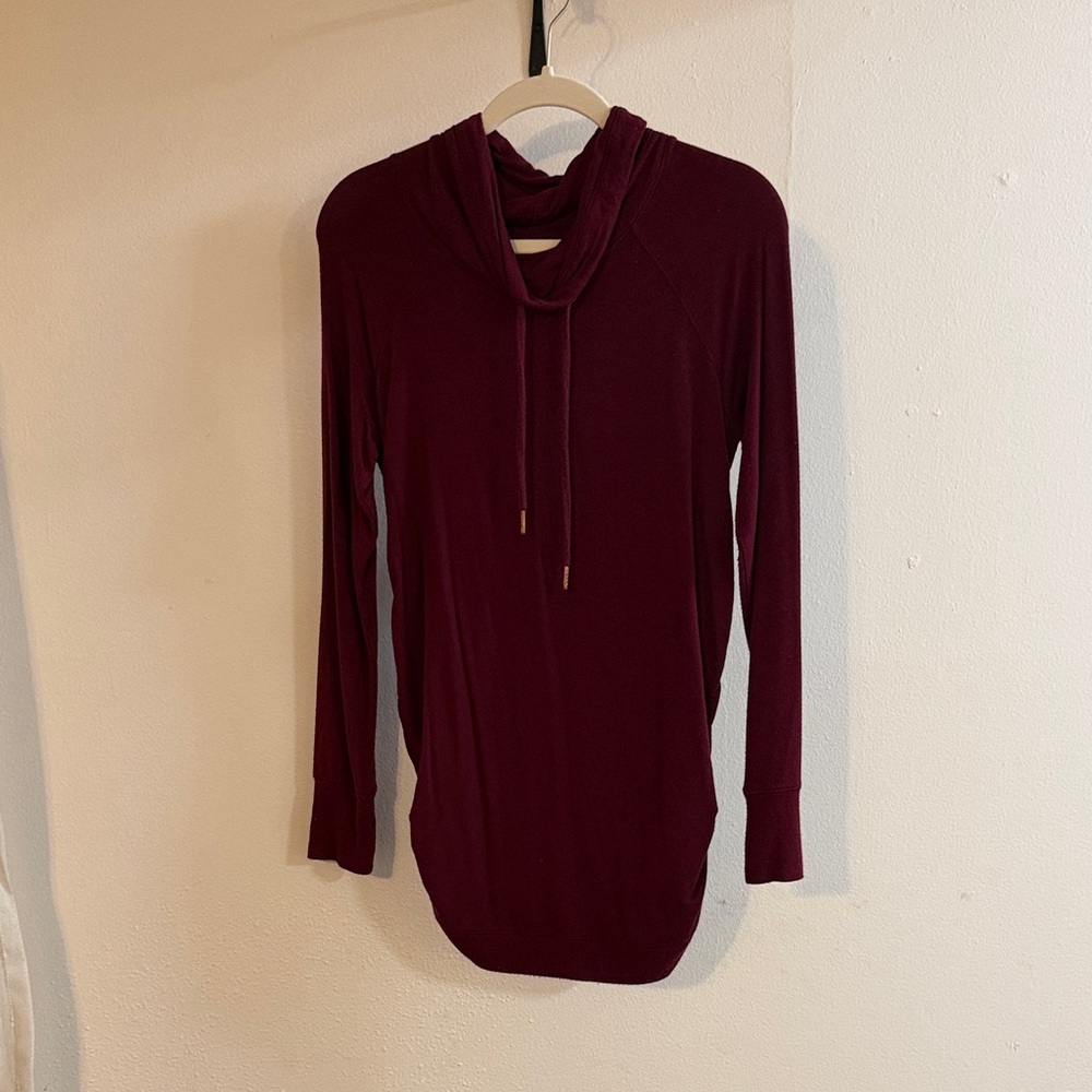 Isabel Maternity by Ingrid & Isabel Burgundy Long Sleeve Hooded Maternity Top